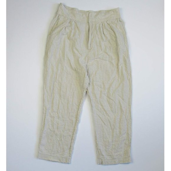Urban Outfitters Pants - Urban Outfitters Linen Blend Striped Cropped Straight Leg Pants sz L